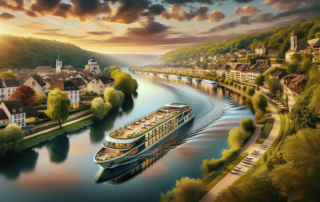 Bateau de croisière touristique sur le Doubs à Besançon, avec passagers découvrant fortifications Vauban